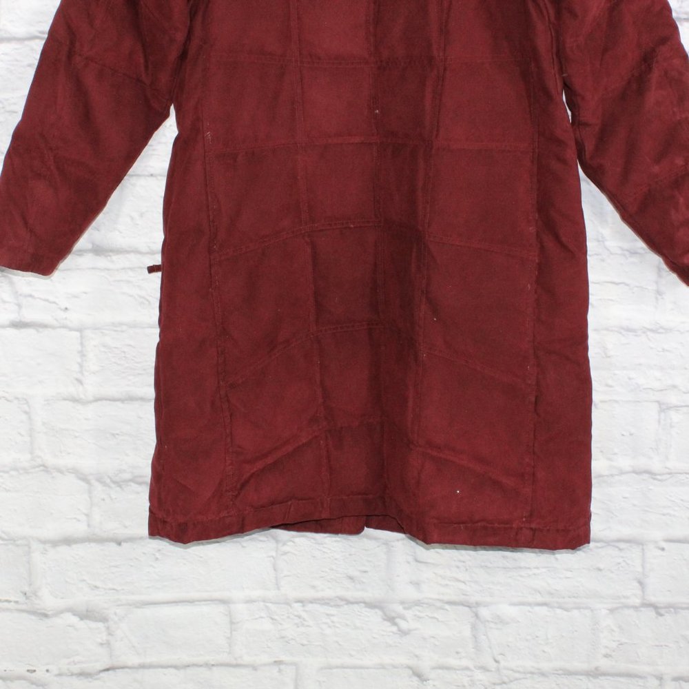 LL BEAN Red Quilted Goose Down Coat Jacket Parka Faux Fur Size L Reg - Picture 8 of 10